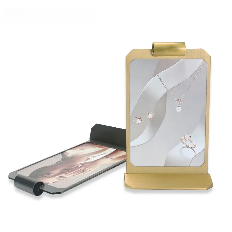 

High end jewelry showcase jewelry photo frame metal frame backboard jewelry counter decoration backboard display shelf