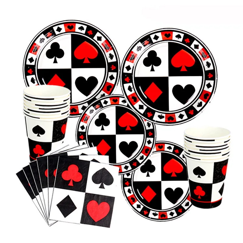 Casino Poker Card Paper Napkins plates cups Las Vegas Casino theme Club Game Dinner Night Playing Card Birthday Party Decoration