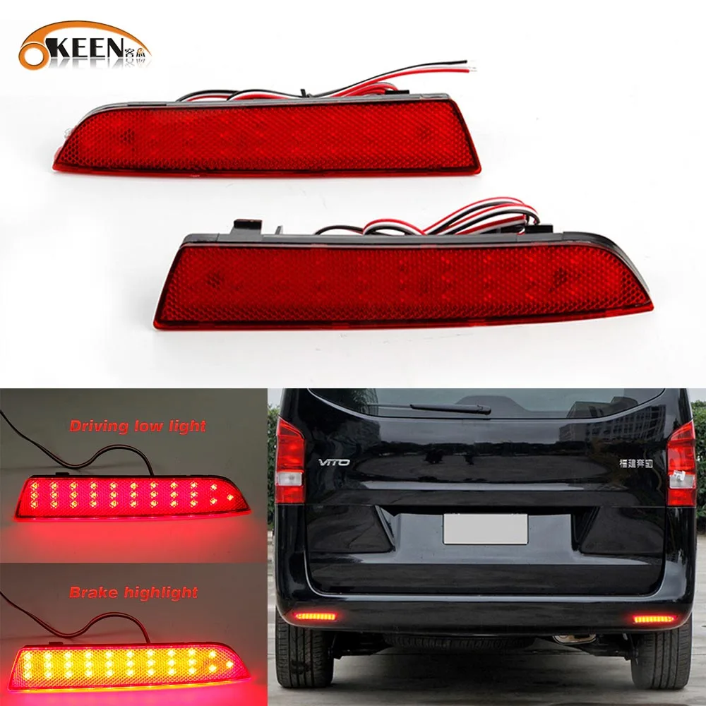 

2Pcs LED Rear Bumper Reflector Light For Mercedes W447 VITO Benz 2014-2019 Car Driving Tail Brake Signal Fog Lamp Taillight