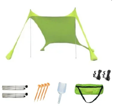 Wholesale New Camping Beach Shade Foldable with Sand Anchor Portable Canopy Sun Shelter Pop-up UV50 Fabric Beach Sun Tent