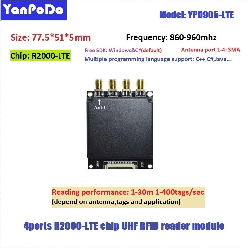 Imagem -03 - Yanpodo-módulo Leitor de Longa Distância para Raspberry pi Sistema Integrado Portas R2000-lte Uhf Rfid Ttl Uart Rj45 12v