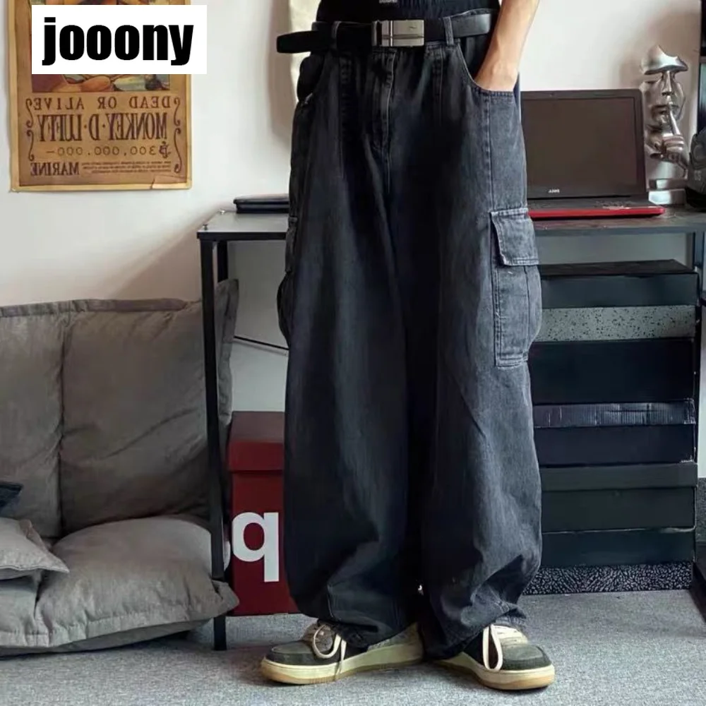 Baggy Jeans Trousers Male Denim Pants Black Wide Leg Pants Men\'s Jeans Oversize Cargo Korean Streetwear Hip Hop Harajuku