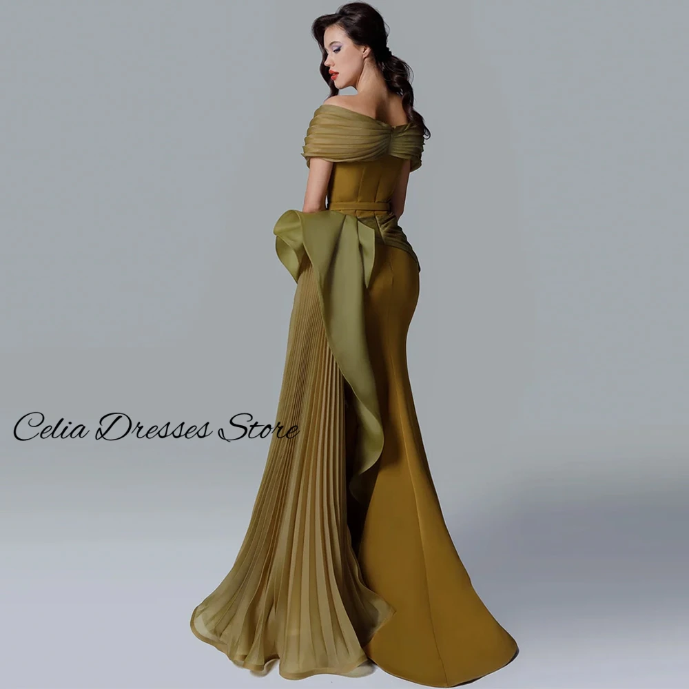 Mermaid Jersey and Organza Evening Dress Customized Off the Shoulder Homecoming Dresses Luxury Belt Formal Occasion Gowns