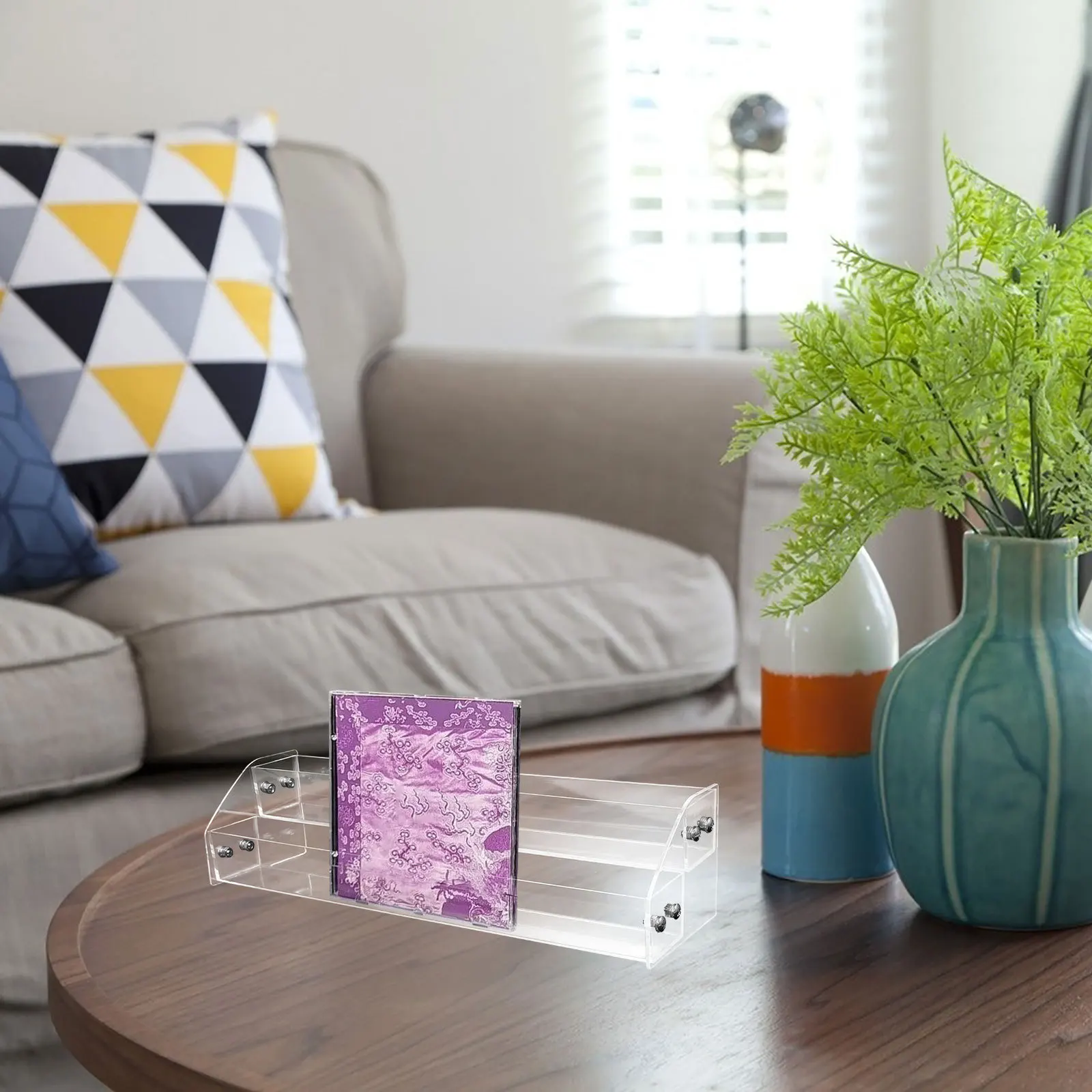 

Cd Display Rack Two Tier Acrylic Organizer for Display Tabletop Storage Vinyl Records Book Holder Vinyl Record Holder