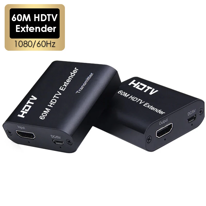1 Pair HDMI-compatible to RJ45 Extension Transmitter Receiver Adapter 4K HD 60M Extender Over Ethernet CAT 5E/6 for PS4 HDTV PC
