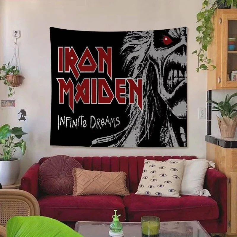 Tapeçaria VIKAMA Iron Maiden 'Infinite Dreams' - Decoração de Parede Eddie Heavy Metal para Quarto, Sala de Estar, Arte Musical, Bandeira