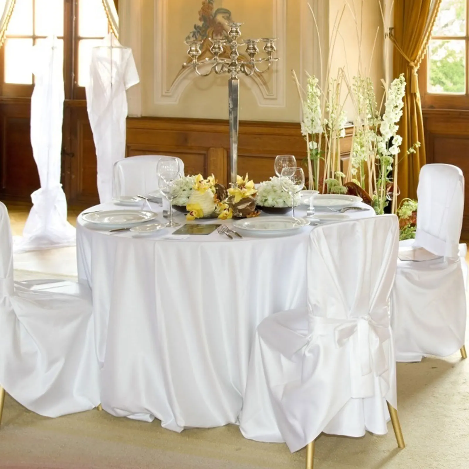 Wedding Decoration Table Cloth Round Cover Solid Colour Hotel Banquet Tablecloth Wedding Birthday Party Table Decoration