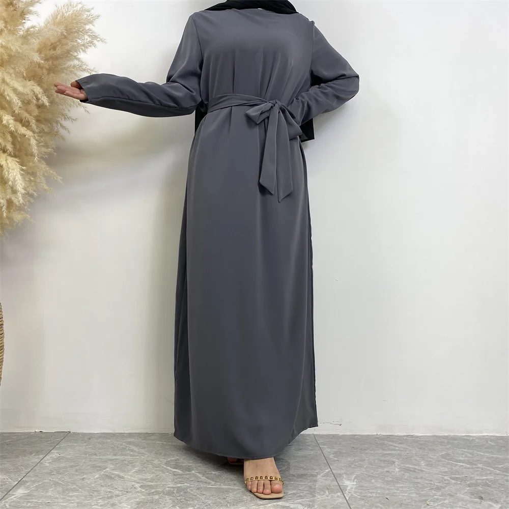عباية إسلامية موضة جديدة فستان ساخن تركيا العربية دبي رداء بلون سادة مع جيوب فستان نسائي طويل 68