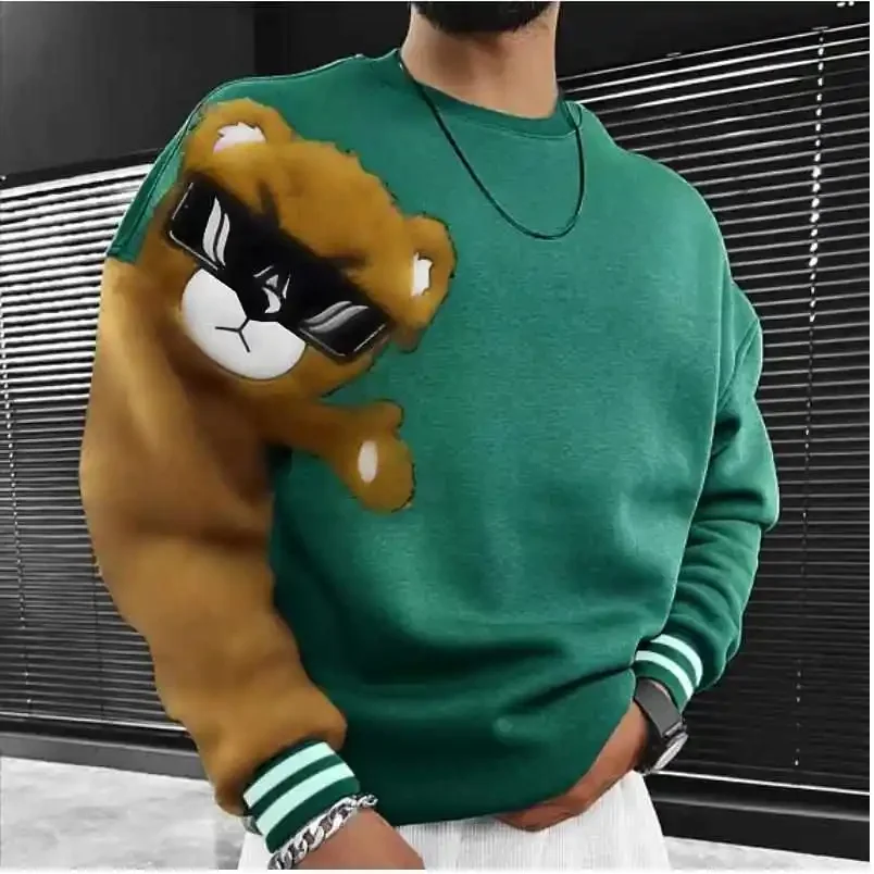 

Men's Printed Hoodie Casual Loose Fit Cotton Sweatirt with kets Modern Sle Hooded Jaet for Autumn Season