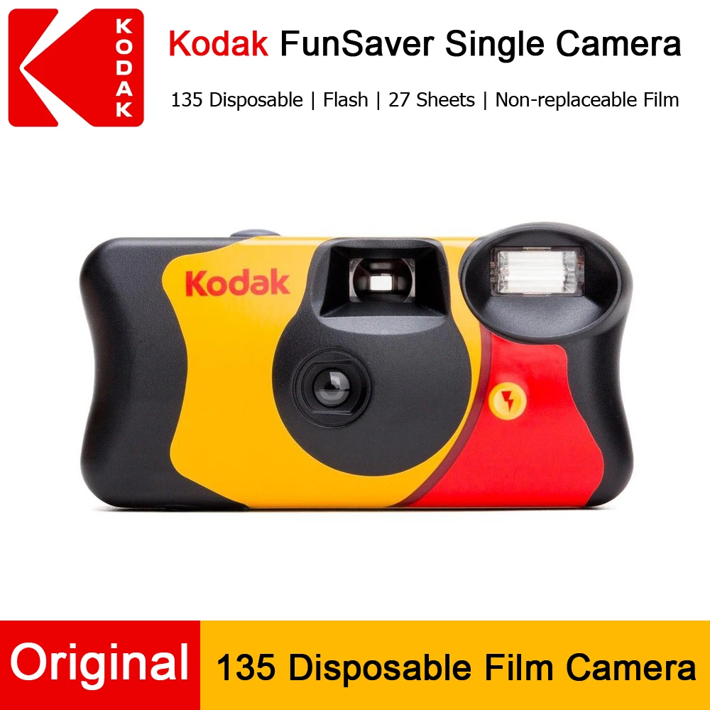 1/3/5 Pcs Original Kodak FunSaver Single Use Camera With Flash Disposable Point-and-Point Film Cameras 27 Sheets 39 Sheets