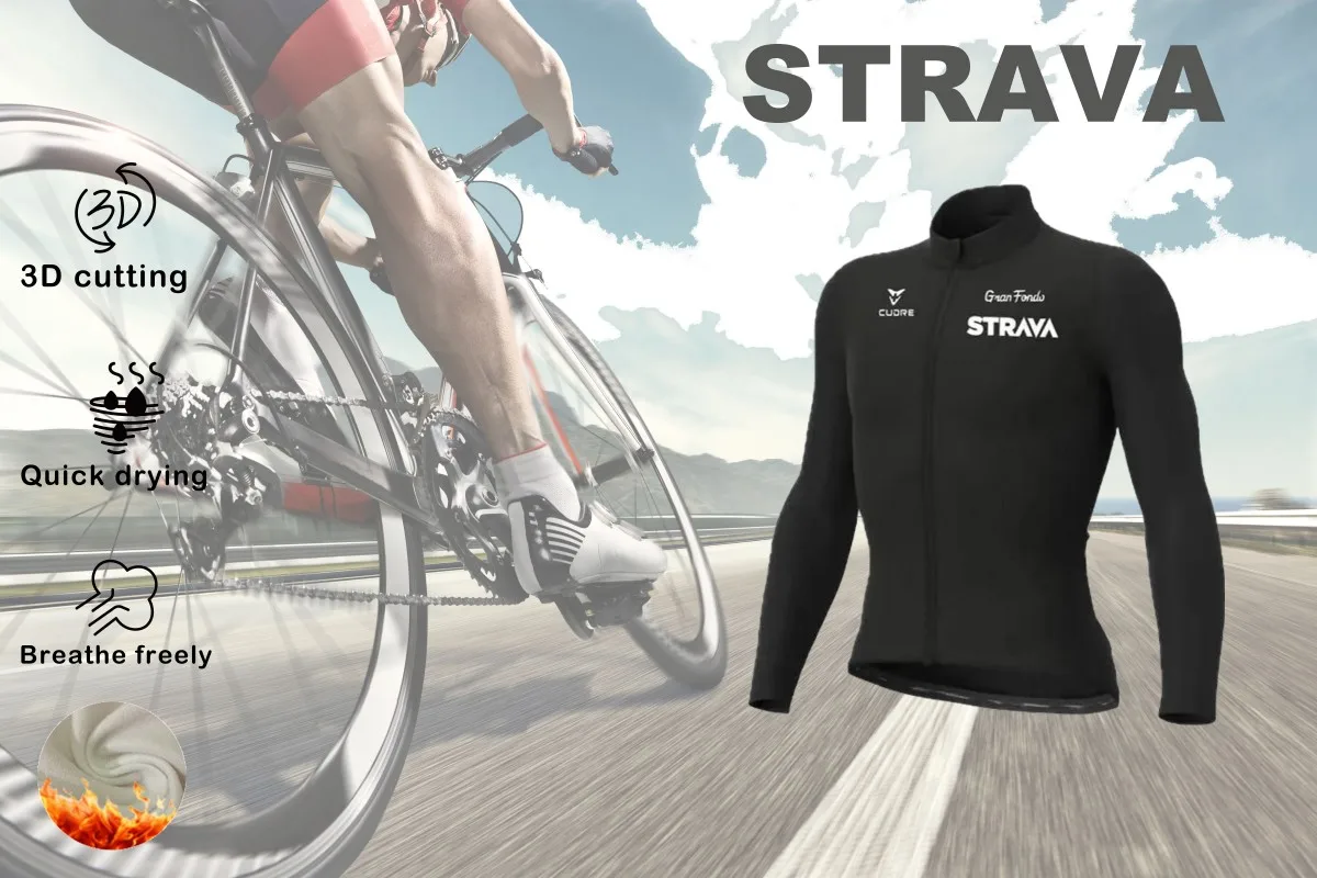 STRAVA Bikes, Road Bikes, Mountain Bikes, Men's Jackets, Winter Fleece Long Sleeve Bike Tracksuits