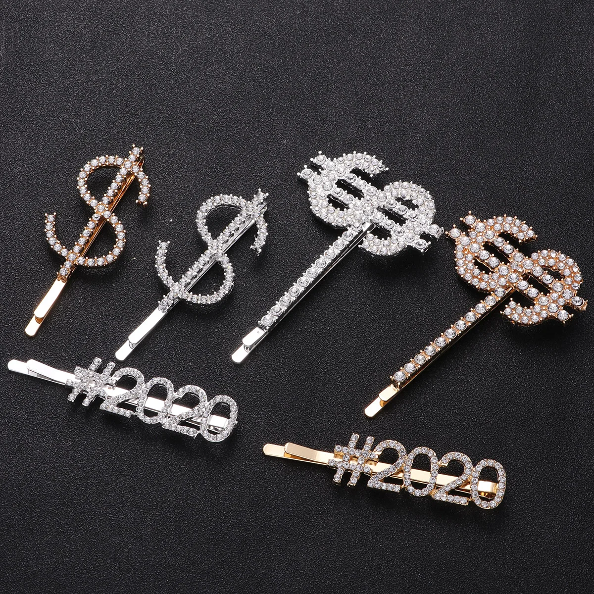 

6Pcs Diamond Inlaid Clip 2020 Hairpin Letter Clips Fashion Women Barrettes Girl Pins Metal Decorative Hair Accessories