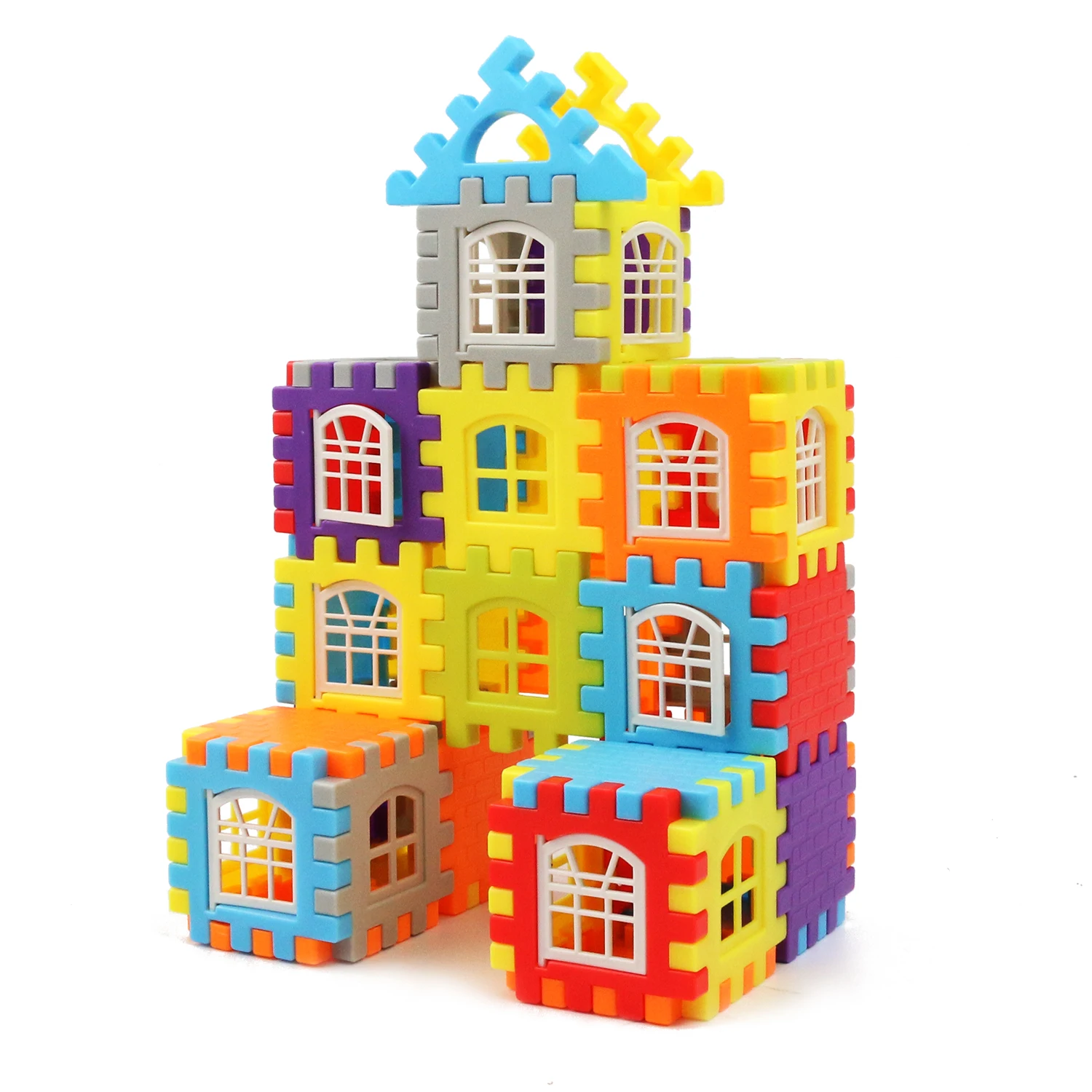 Maisons de construction pour enfants, blocs de construction, jouets à assembler, grands blocs de particules puzzle, modèles de murs et de fenêtres