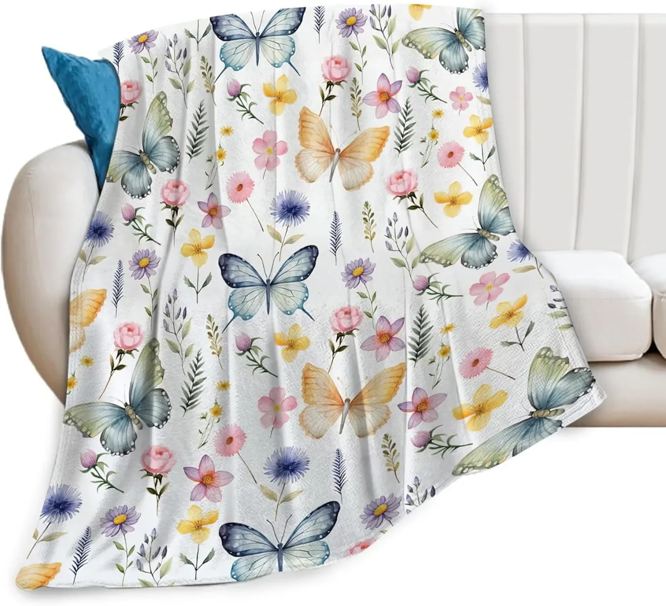 Kids Blanket Flower Butterfly Super Soft Cozy Car Lightweight Plush Bedding Bed Decor Blanket Gifts for Boys Girls