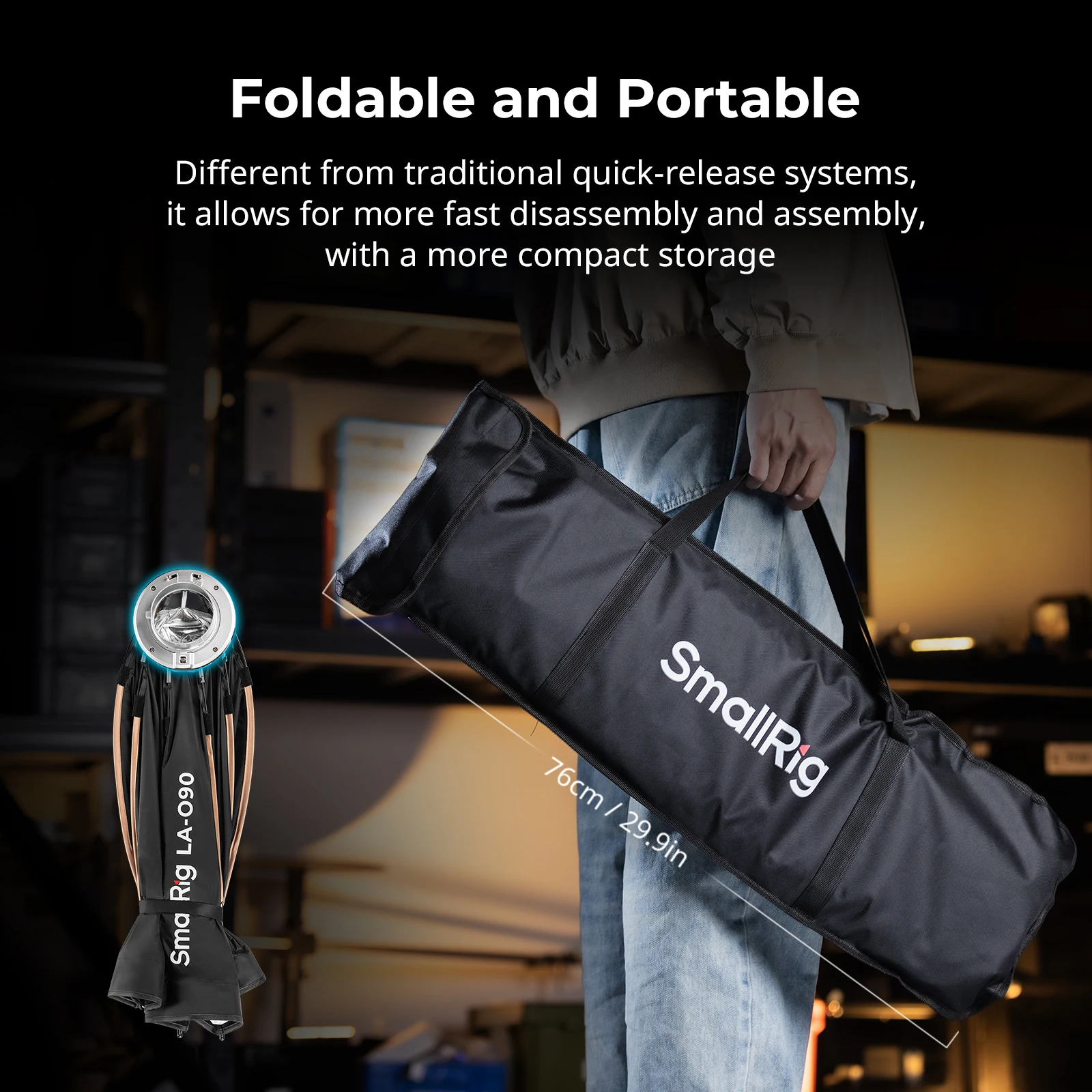 SmallRig LA-O90 Softbox مثمن لـ Bowen COB Light مع حقيبة حمل شبكة قرص العسل خفيفة الوزن بخطوة واحدة قابلة للطي 4633