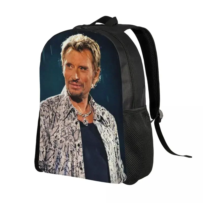 Sac à Dos Personnalisé Johnny Hallyday SR pour Ordinateur Portable, Cartable de Base pour Étudiant, Sacoche de Chanteur Pop Français, pour Homme et Femme