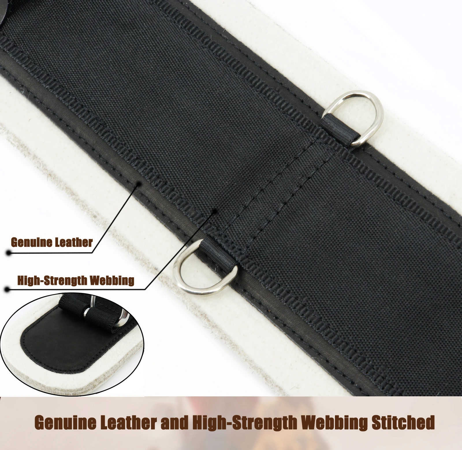 Equestrian Wool Blend Felt Lined Western Cinch with Stainless Steel Roller Buckle For Horse Riding