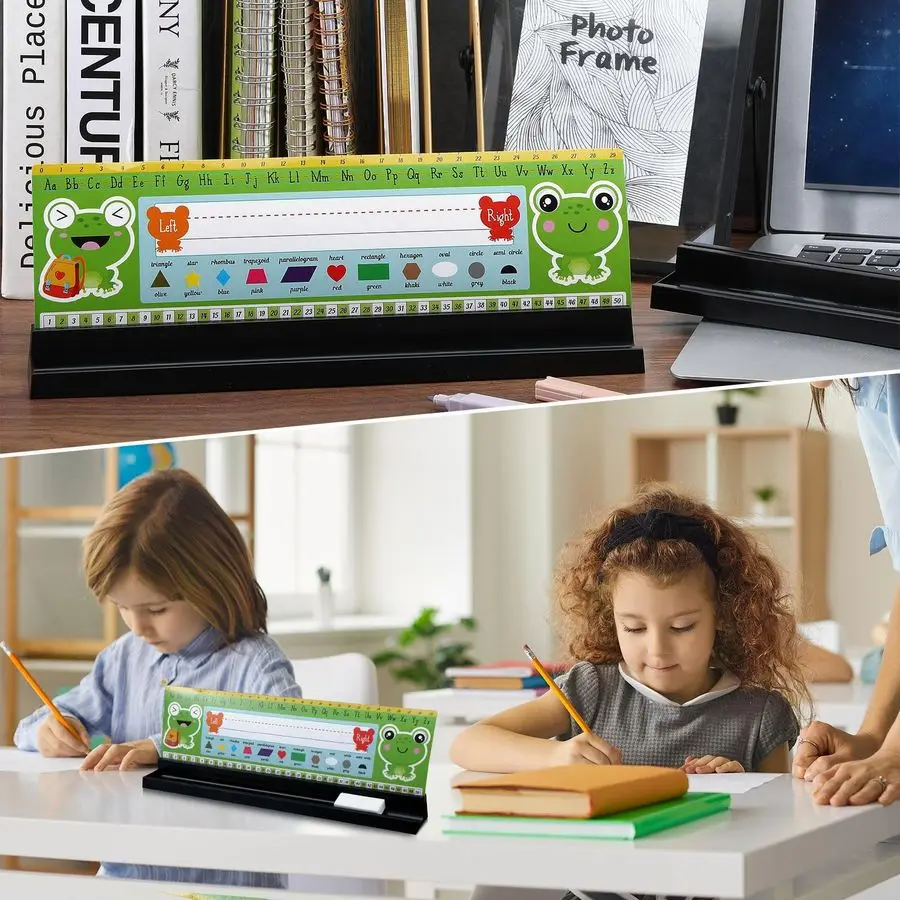 Porta targhette da 24 pezzi per scrivania Porta targhetta autoadesiva e rimovibile con portapenne Display targhetta con nome in plastica nera