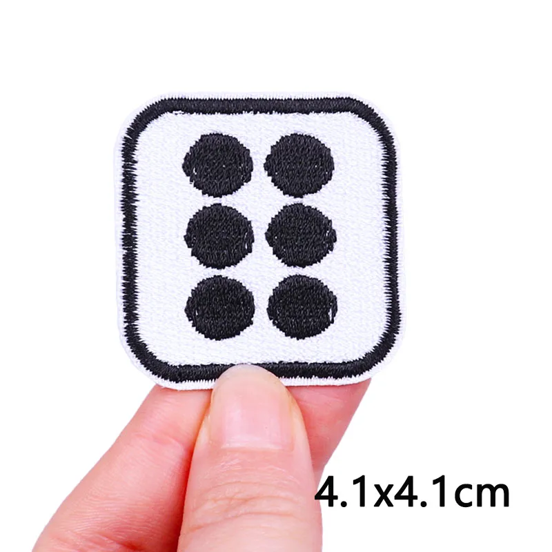 Dice Patches On Clothes Poker Embroidered Patch Playing Cards Iron on Patches For Clothing DIY Stickers Sewing Appliques Badges