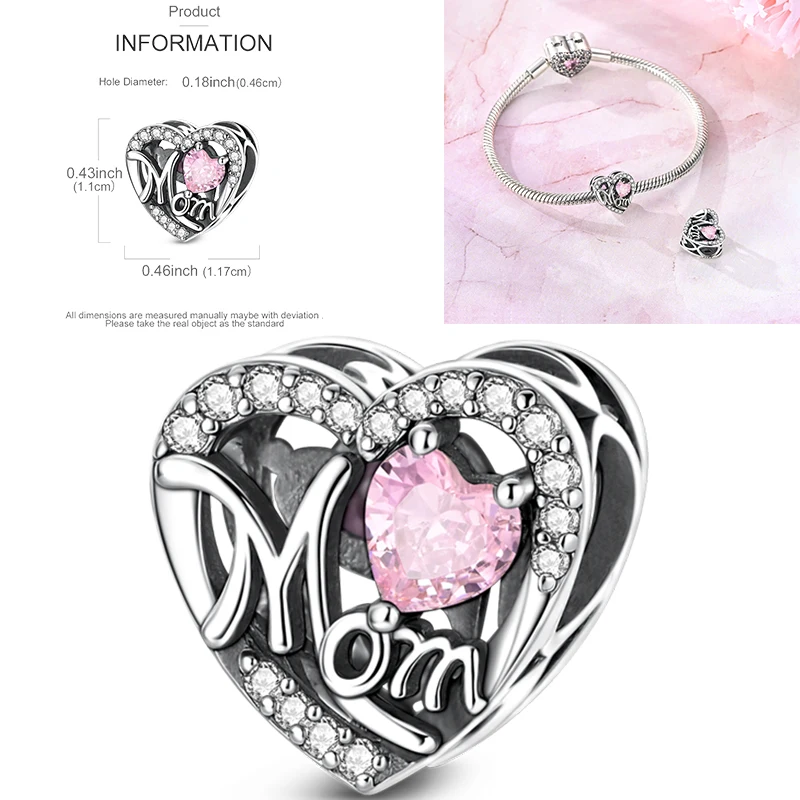 2026 Neue Mutter-Charms aus 925 Sterling Silber, Schwester-Familien-Liebesherz-Perlenanhänger, passend für europäische Armbänder, DIY-Schmuckgeschenk für Frauen – Detail 19