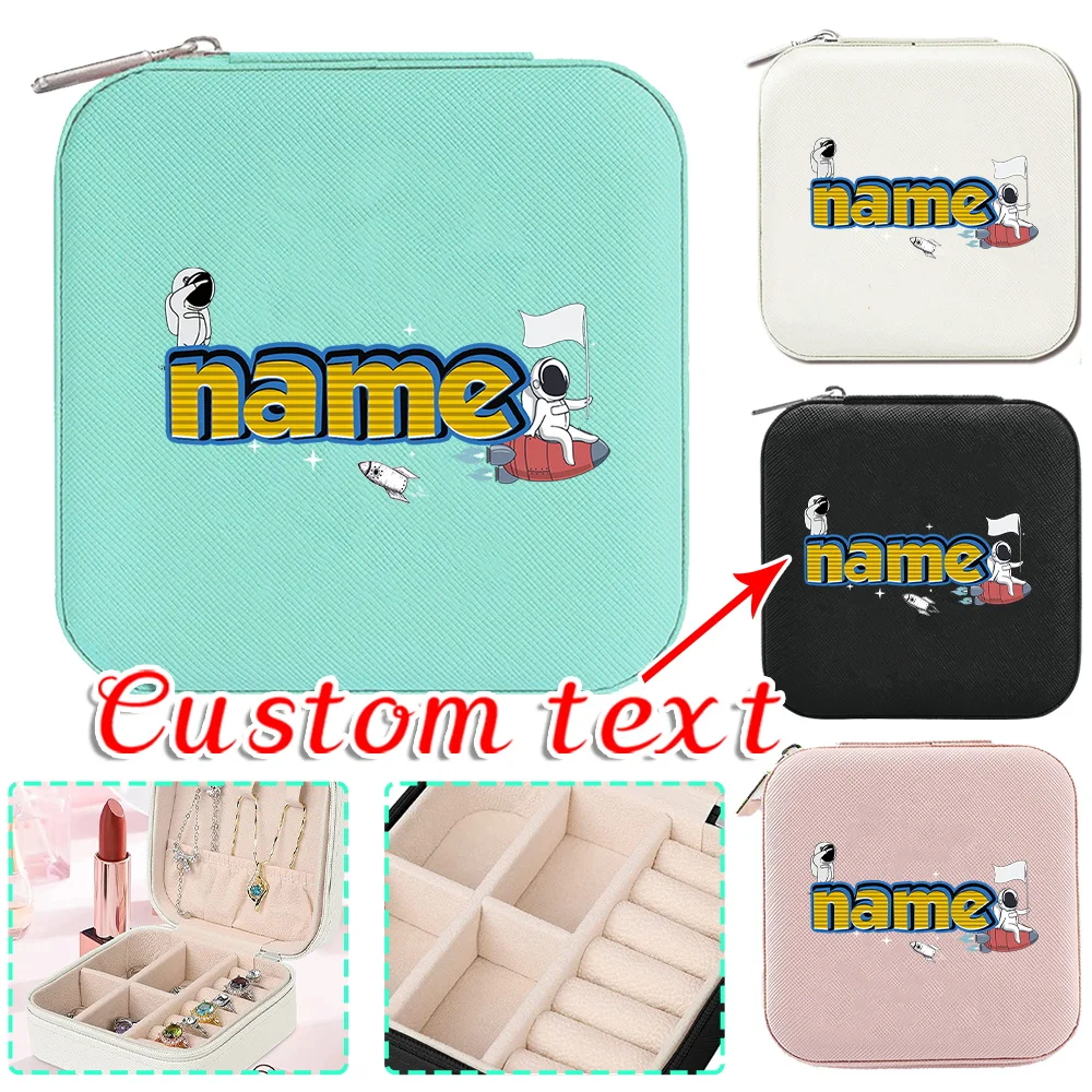 

Personalized Custom Leather Portable Jewelry Box Cartoon Series Large Capacity Necklace Earring Box Travel Storage Jewelry Box