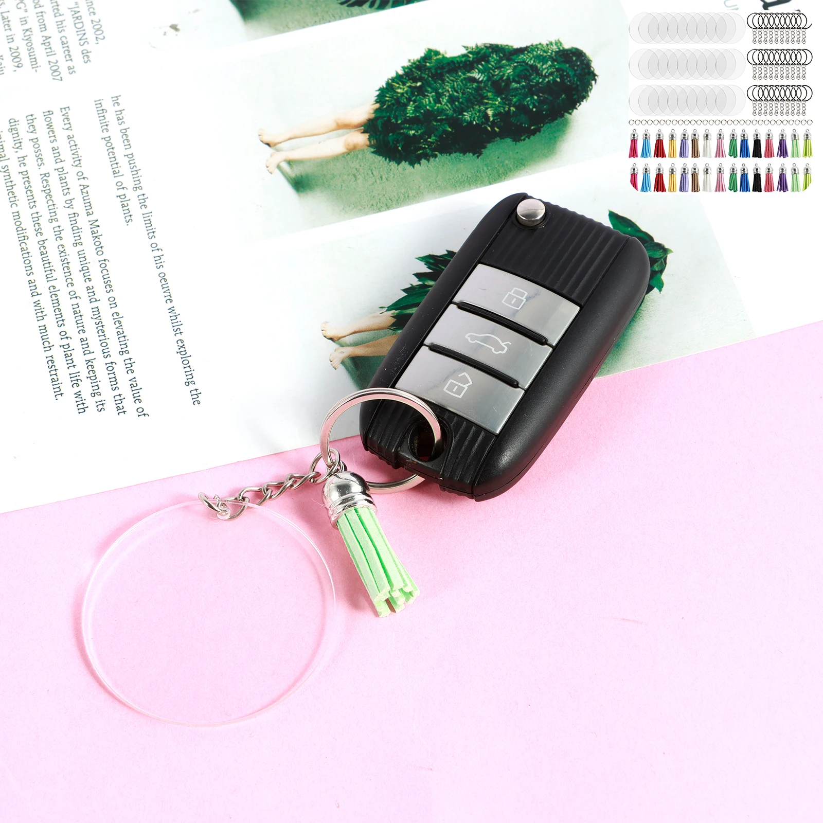 30Pcs Sublimation Keychain Blanks DIY Sublimation Blank Keychain with Tassels and Jump Rings Sublimation Blank Key Chains