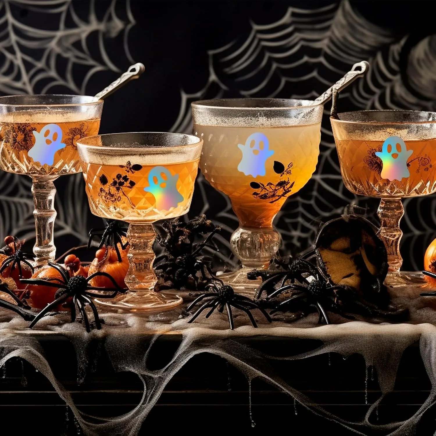 500pcs Halloween Ghost Stickers Roll Ghost Laser Stickers Decorative Self-Adhesive Paper Decals for Halloween Party Favors image 6