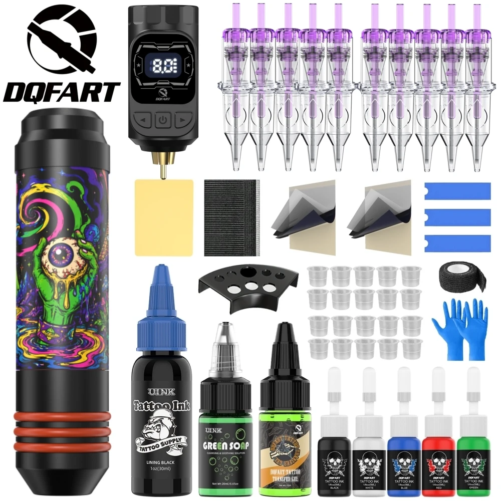DQFART M3 Led Digltal Display Electric Wireless Tattoo Machine Set Detachable Battery Convenient Use Body Art Creative Designs