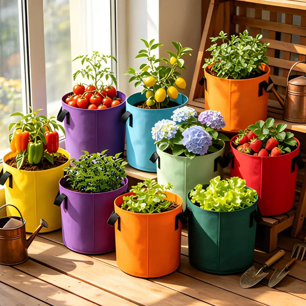 3/6pcs 5 Gallon Nonwoven Fabric Plant Grow Bags Random Color Garden Vegetable Growing Pots with Handles YMY