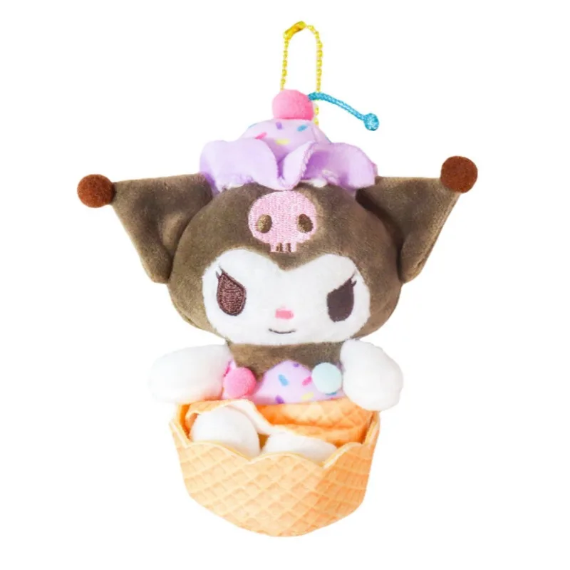 Kawaii Sanrio Kuromi peluche cannelle mignon cône de crème glacée série peluche poupée sac à dos pendentif Anime fille cadeau de vacances
