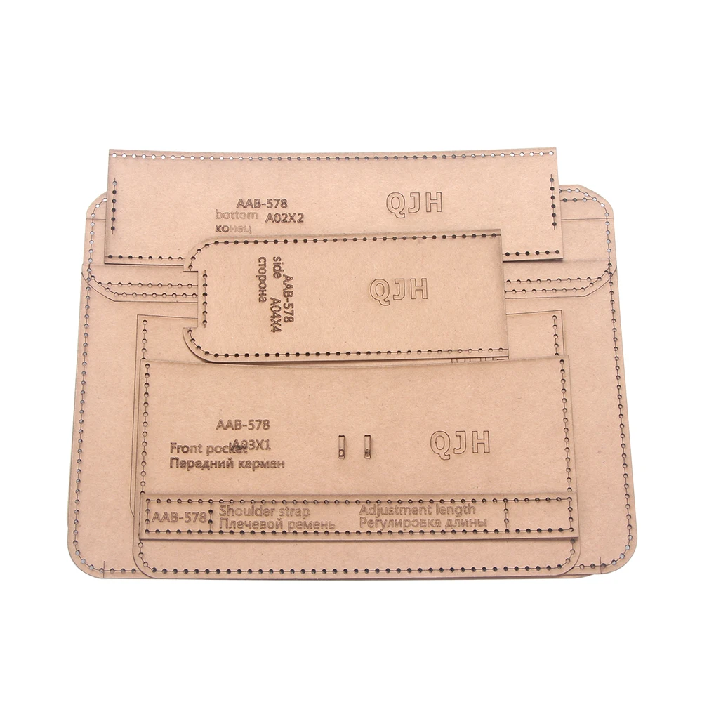 1SET Of Diy Handmade Leather Template Organ Shoulder Messenger Bag Acrylic Version Drawing Kraft Paper Design Pattern