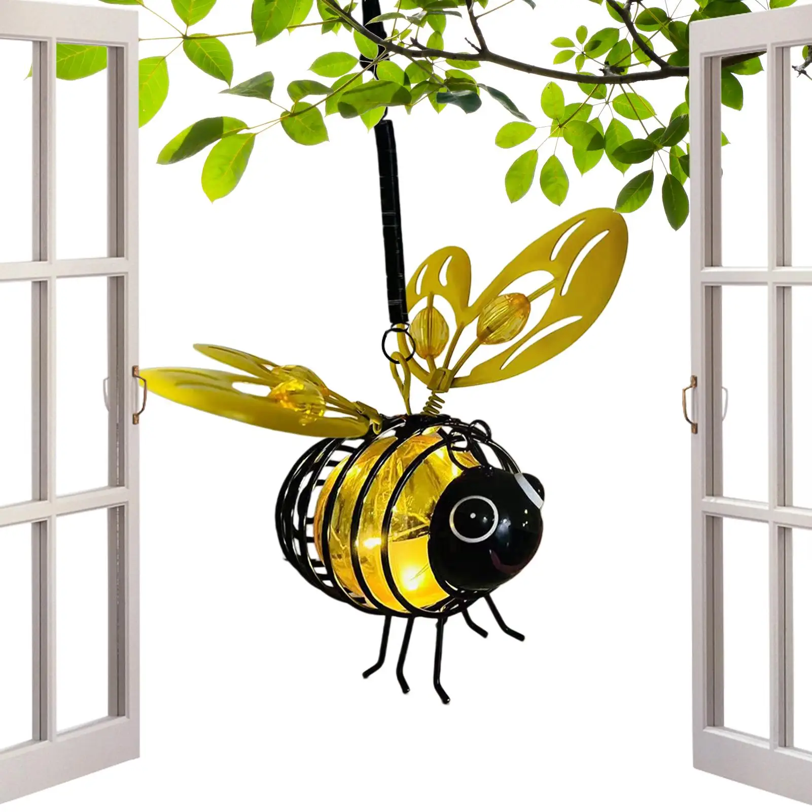 Solar Yard Light Weather-Resistant Realistic Hangable Ornament Garden Decor Bee Solar Light For Backyard Patio Fence Wall Garage