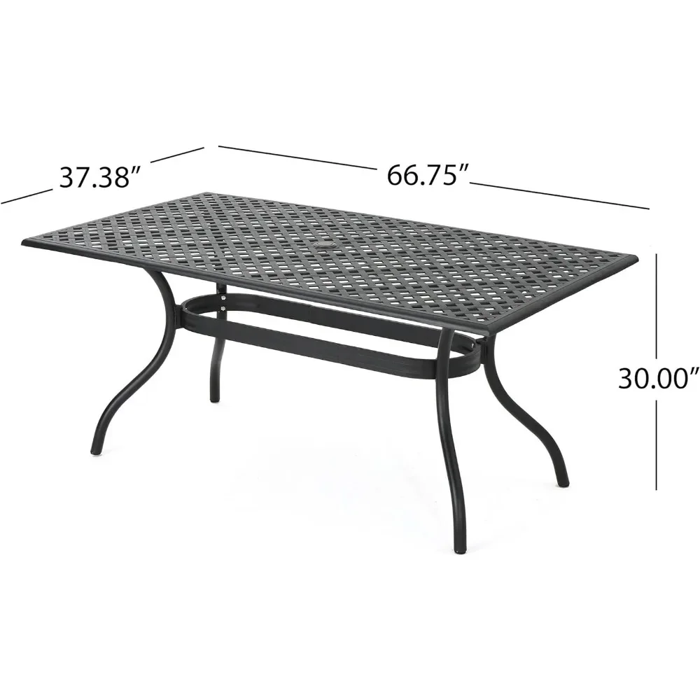 Mesa rectangular de aluminio fundido en arena negra para exteriores, muebles de Camping