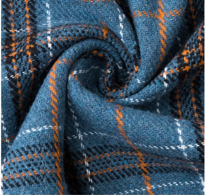 Thickened Plaid Woolen Fabric Autumn Winter British Cashmere Ground Wool Woolen Cloth Overcoat Coat Clothing DIY Sewing Fabric