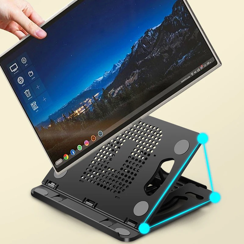 Laptop Table Holder Laptop Holder Silicone PP and ABS Foldable 8 Gears Adjustable Portable Laptop Cooling Stand for Home Working