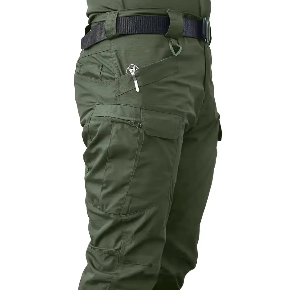 Men's Spring&Autumn Outdoor Plaid Long Pants Multi-pocket Wear-resistant Tactical Exploration Mountaineering Hiking Pants