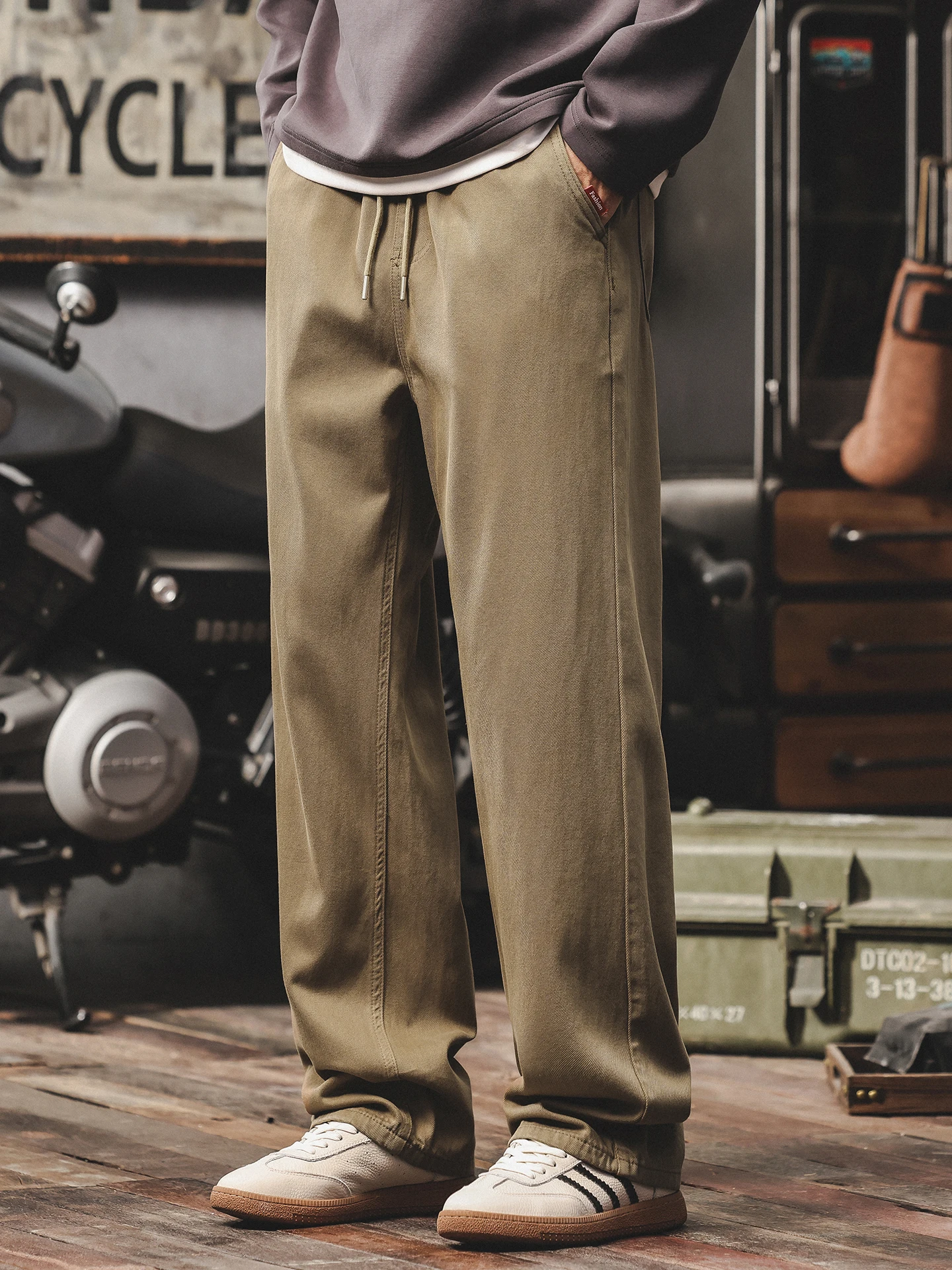 

Высококачественные мужские повседневные свободные прямые джинсы из лиоцелла в американском стиле ретро цвета хаки, удобные удобные хлопковые смеси