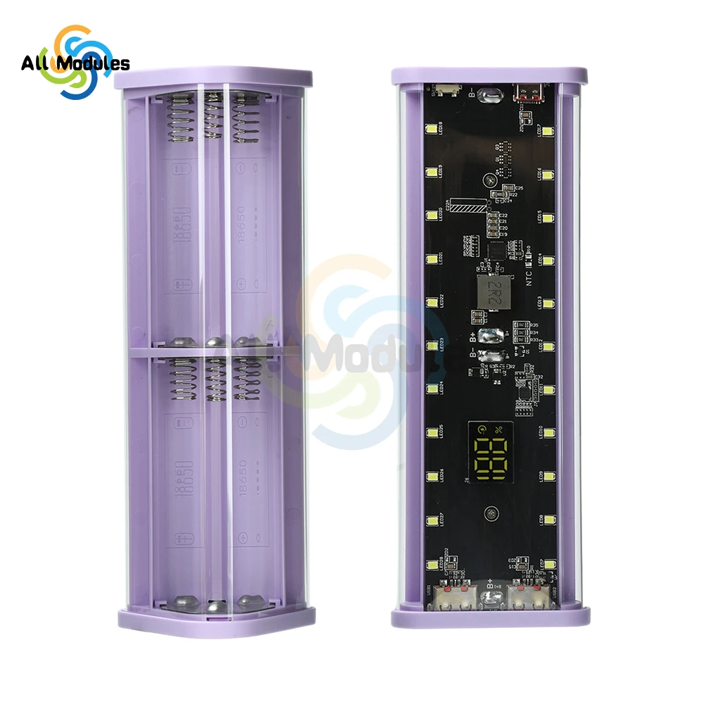 شفافة قذيفة 6-خلية 18650 علبة البطارية 22.5 واط شحن سريع قوة البنك حالة لا لحام عدة صندوق تخزين البطارية