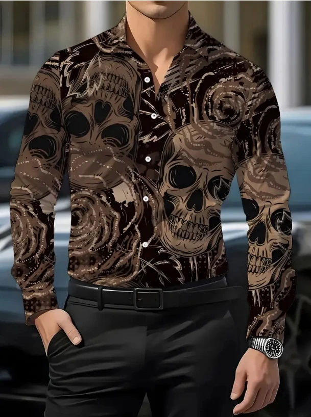 Men'S Plus Size Golf-Themed Long Sleeve Shirt - Vibrant Orange Pumpkin , Stylish Green Button-Up with Black Pants,