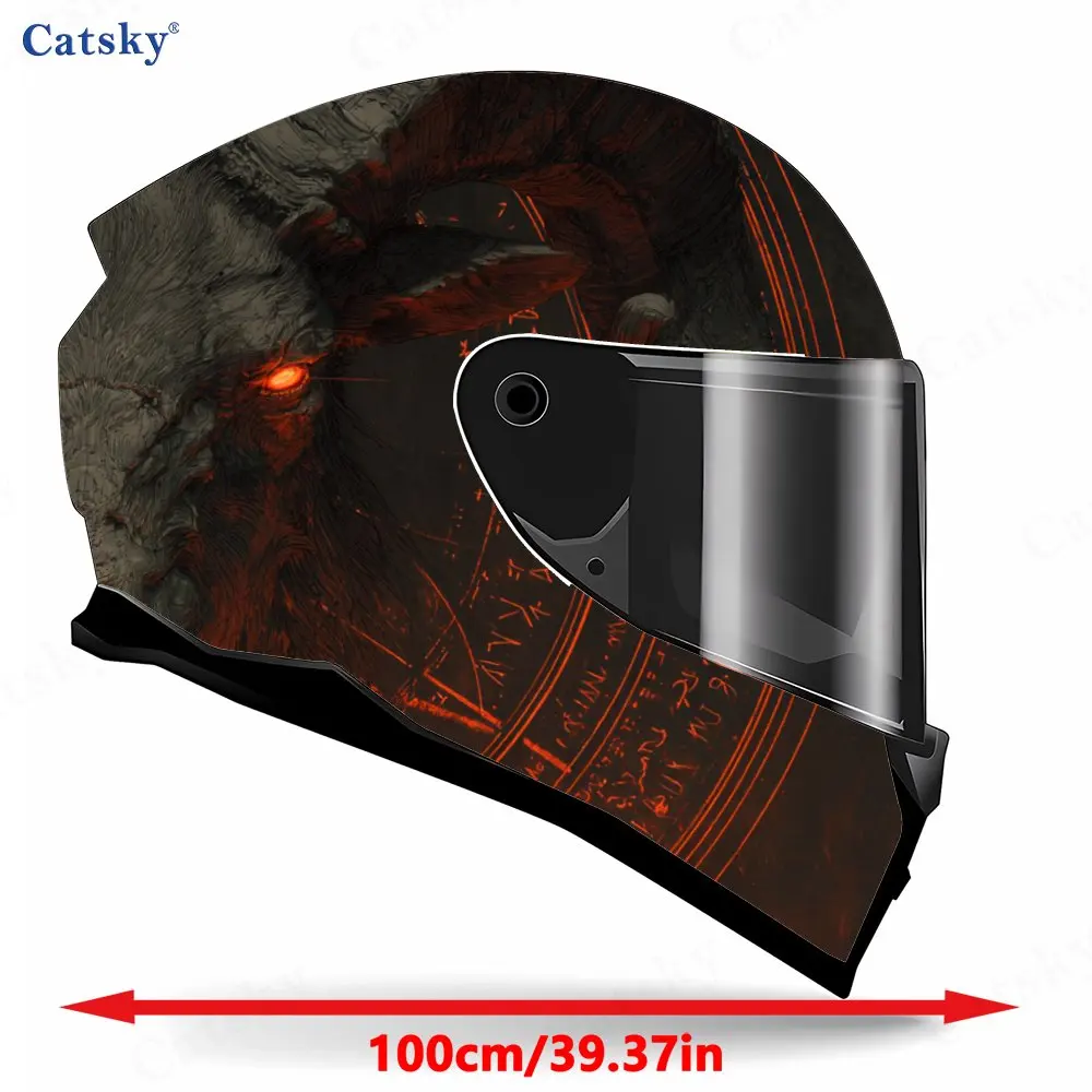 Demonic-array Ram Pattern Helmet stickers, PVC Material Multifunctional Helmet Stickers, Scratch-Resistant & Fade-Proof, Easy to