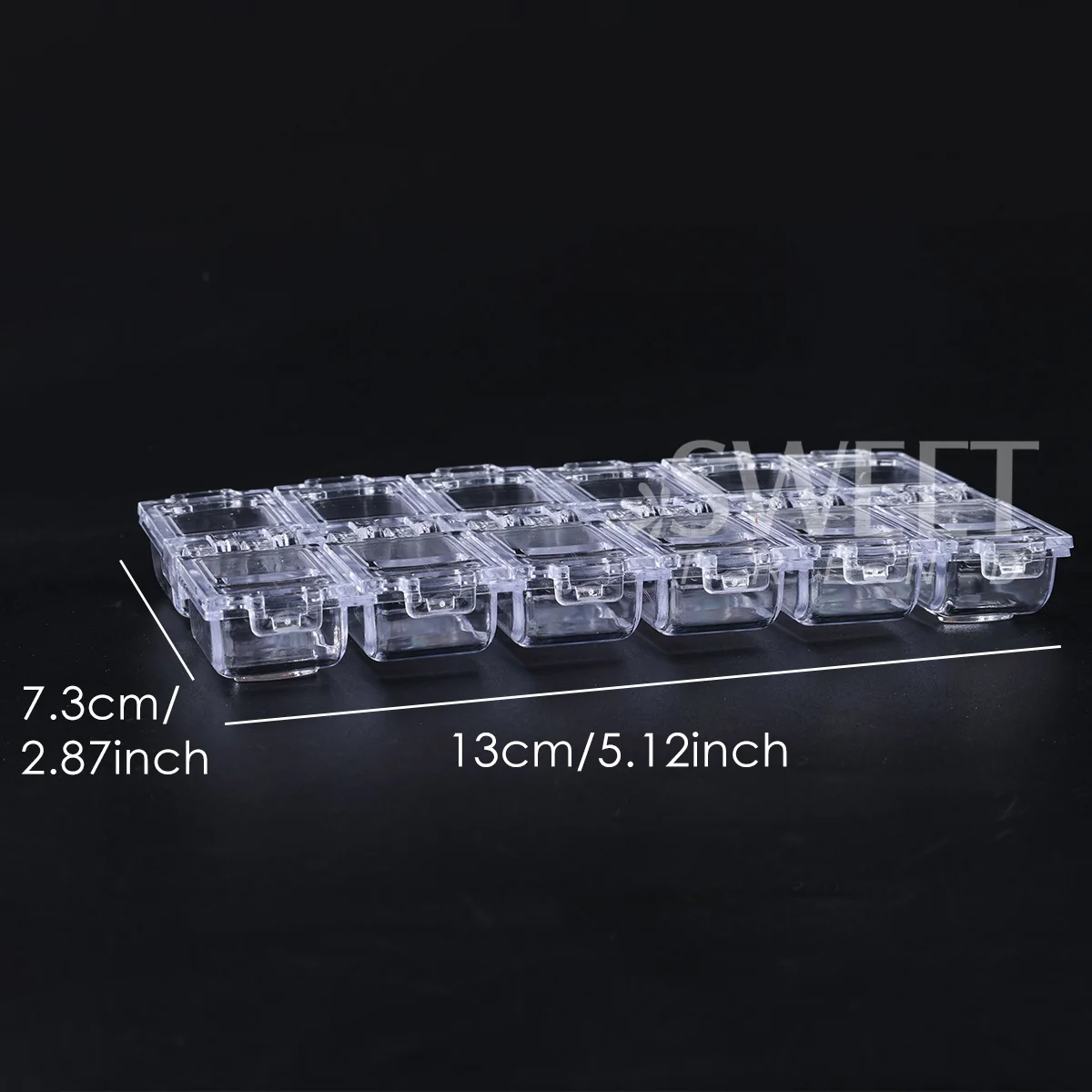 12 Grids Empty Nail Accessories Storage Box Rhinestone Jewelry Organization Case Clear Container Portable Manicure Tool Supplies view 5