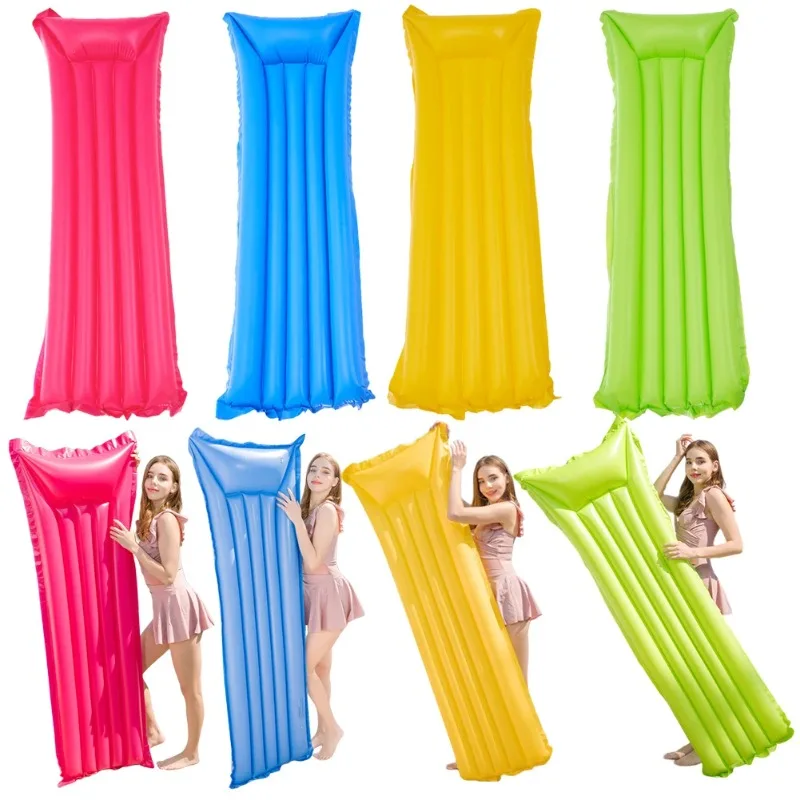 

Inflatable Water Hammock Solid Color Swimming Mattress PVC Inflatable Pool Float Lounger Foldable for Cool Water Fun