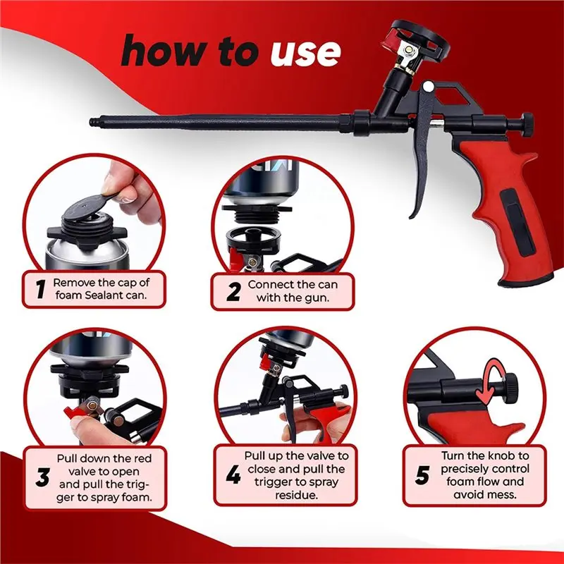 BAAJ-Ideal para calafetagem, vedação de enchimento-pistola de espuma sem limpeza-pistola de pulverização de espuma expansível profissional-corpo de metal resistente