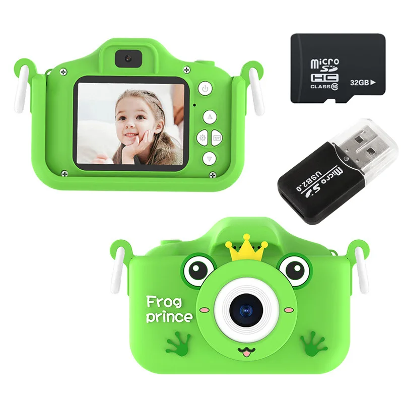 TONLISH Frog Prince Children Digital Mini Camera HD Dual 4000W Kids Camera with Drop Proof Silicone Case for Kids Birthday Gifts