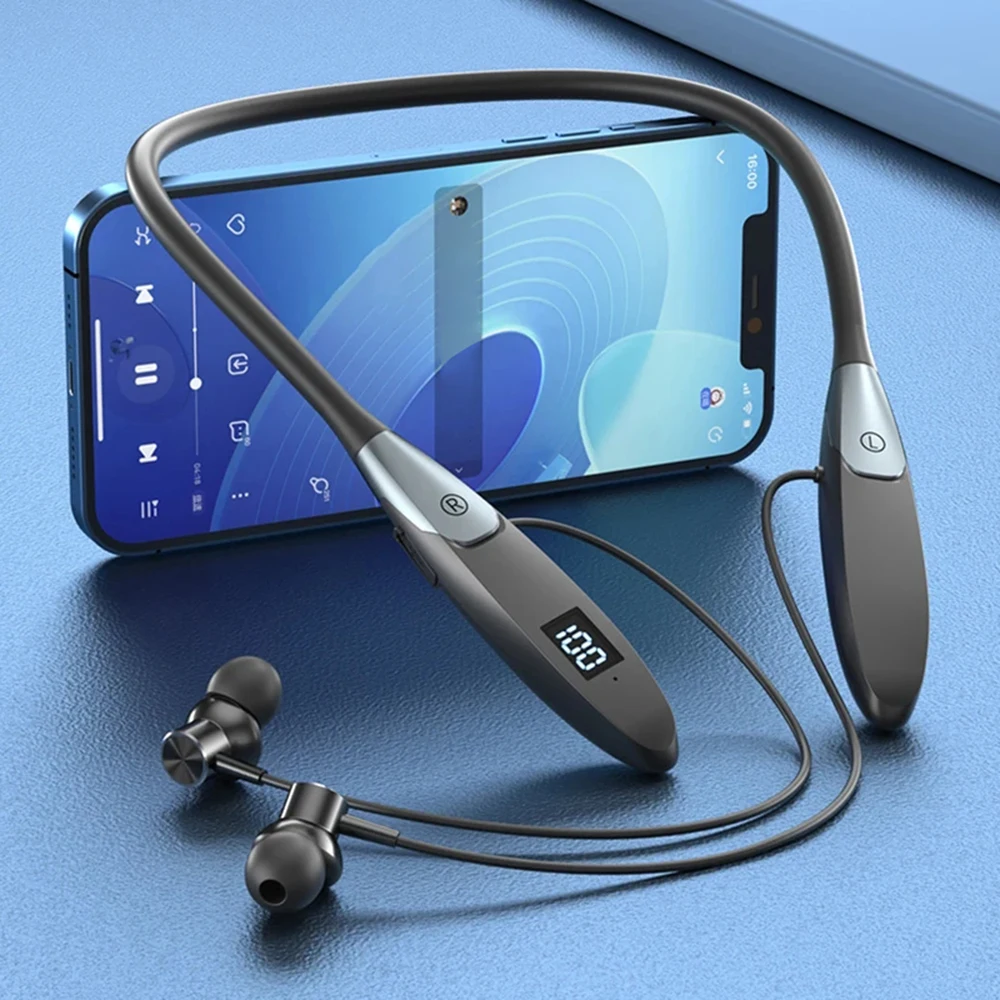 V5.3 Wireless Bluetooth Headphones Neckband Earphones Sports Waterproof TWS Earbuds Blutooth Headset with Microphone Mic