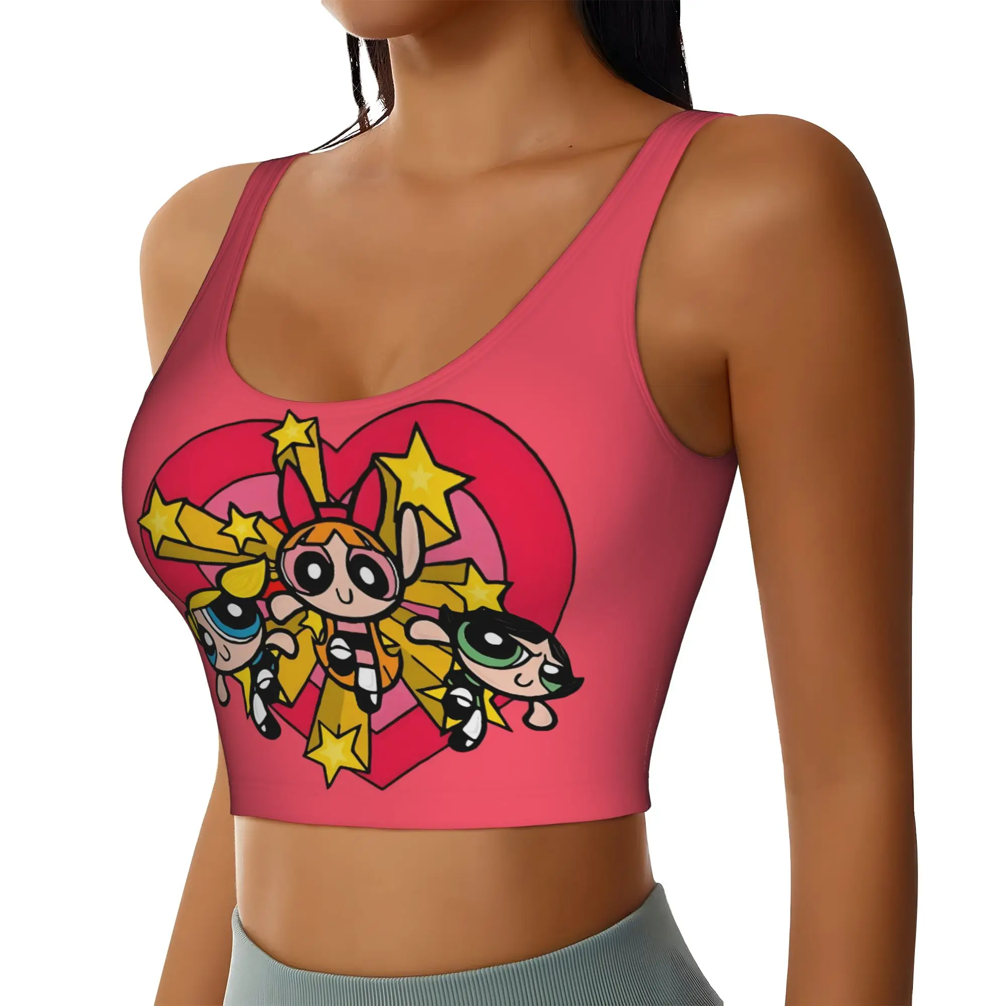 Custom High Impact Poweres Anime Puffes Sports Bra for Women Buttercup Blossom Bunny  Gym Workout Yoga Crop Top