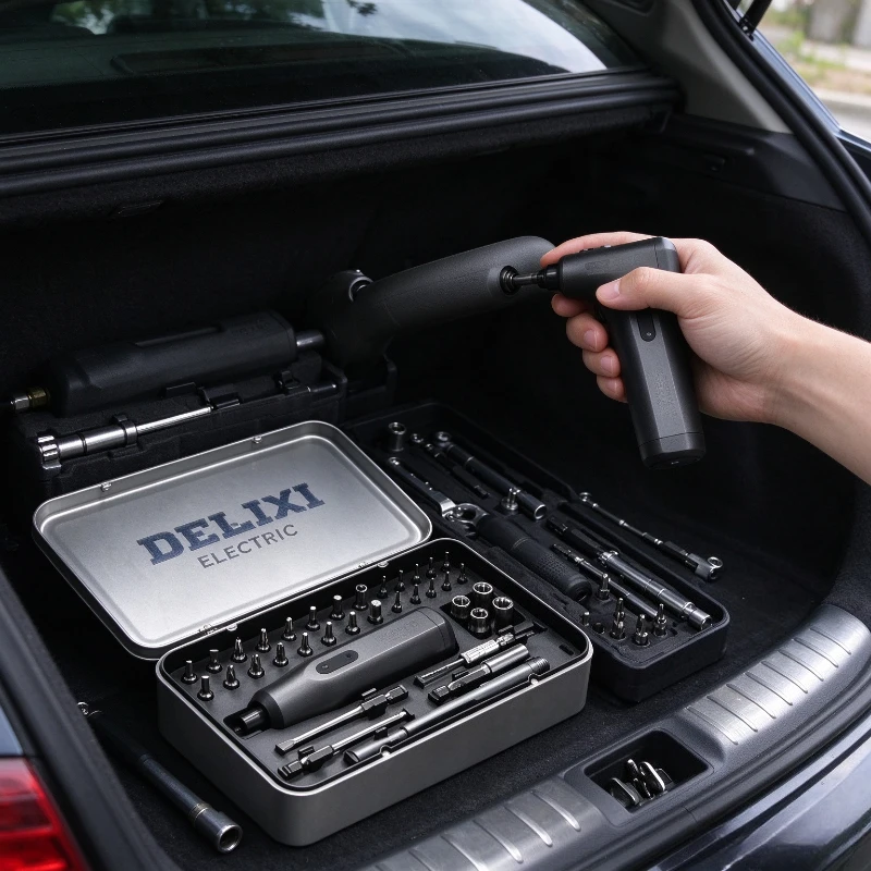 DELIXI Multifunctional Cordless Electric Screwdriver Rechargeable Lithium Screwdriver Set DIY Assembly And Disassembly Tools