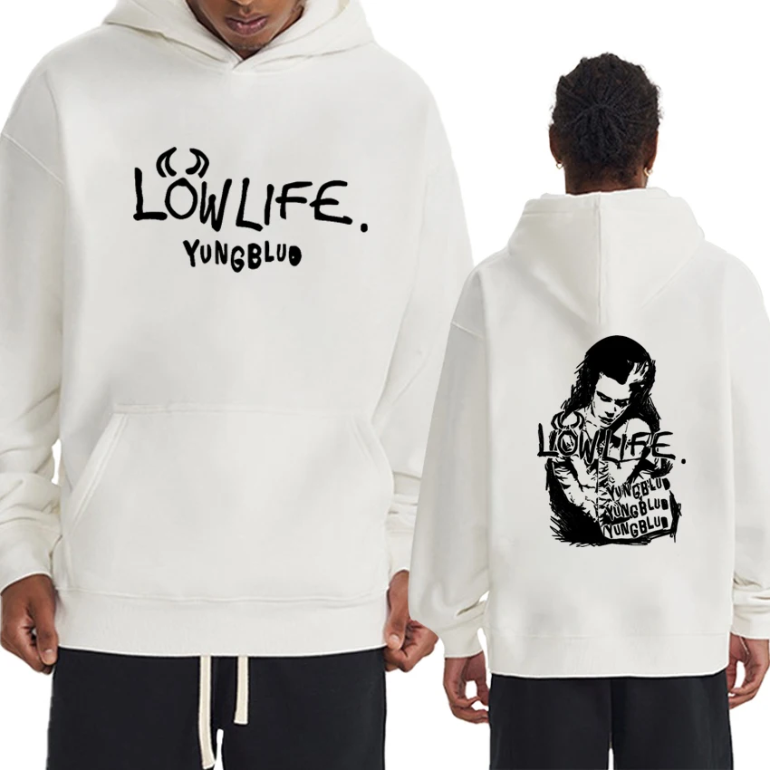 

Hot Singer Yungblud Lowlife 2025 New Song Double Sided printed streetwear Men women vintage White Hoodie Unisex Fleece pullover