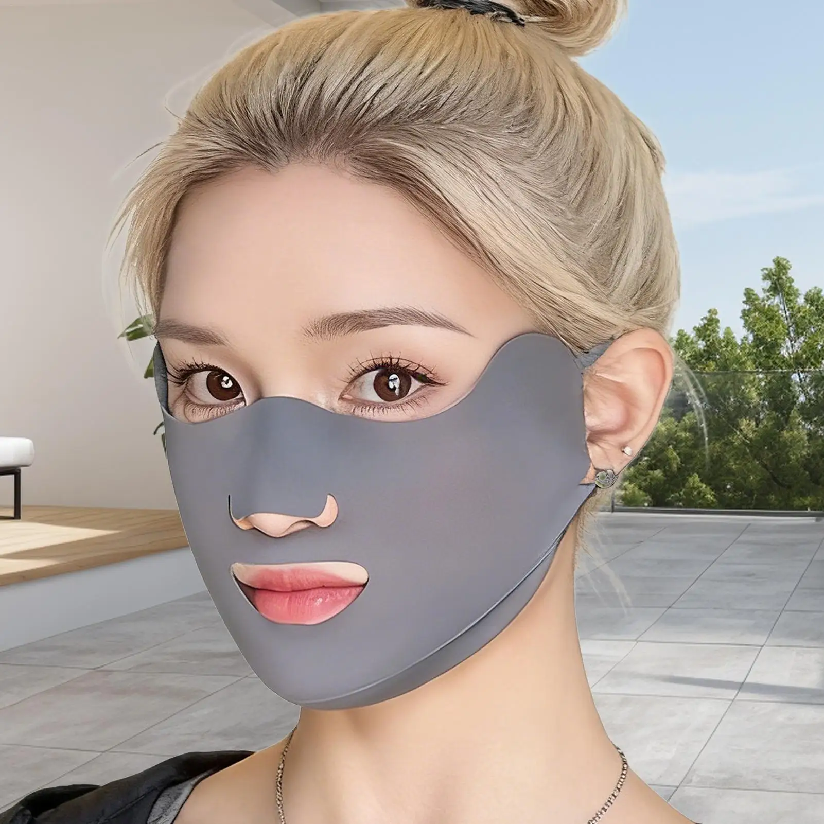 

Sun Protection Face Cover Breathable UPF50 Protector with Ear-loop Sun Face Masque for Motorcycle Riding Running Hiking Golf ﻿