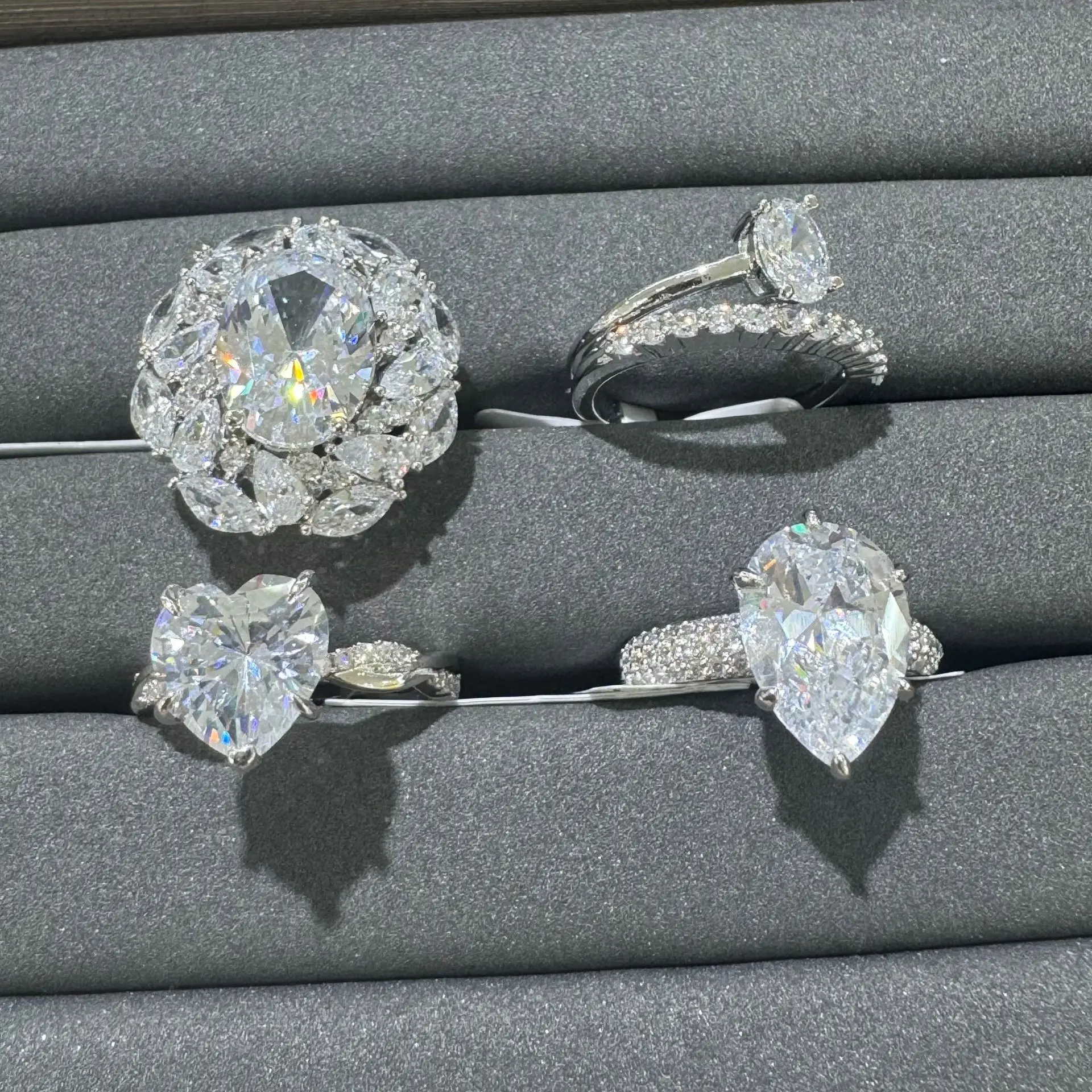 

Oval Heart Pear Cut Cubic Zirconia Ring Silver Plated Women jewelry